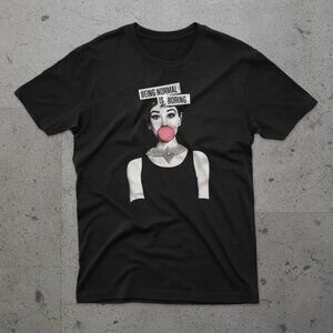 Being Normal Is Boring Bubble Gum Girl Vintage Aesthetic Graphic T-Shirt